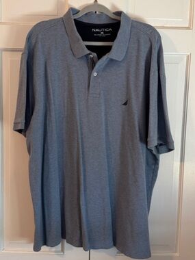 GUC Nautica Men’s Slate Blue Polo with Sail Logo and Navy Accent Super Soft